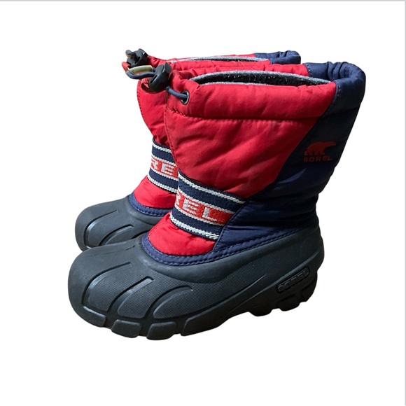 Sorel Kids' Red and Navy Snow Boots size 12 - Picture 3 of 10
